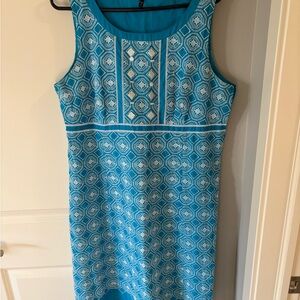 Blue and White Sleeveless Dress